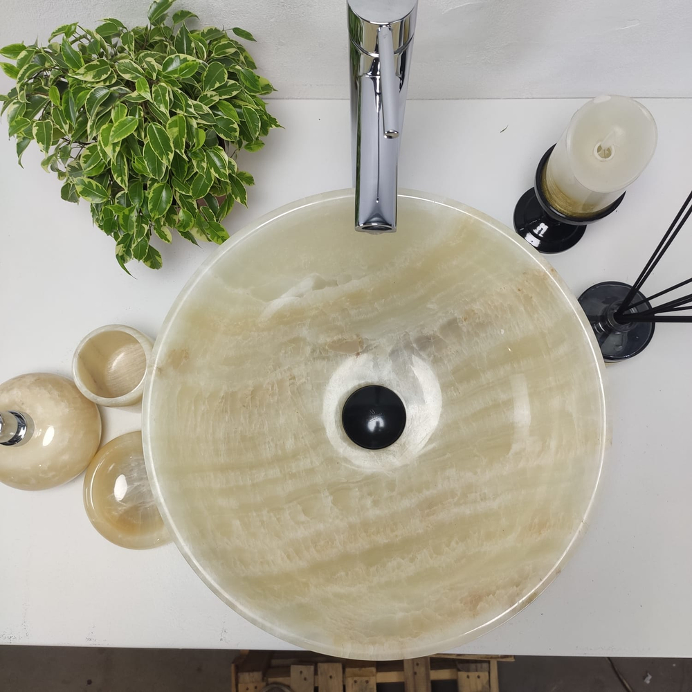 Раковина из оникса Bowl Yellow BO-60949 40x40x15 из натурального камня