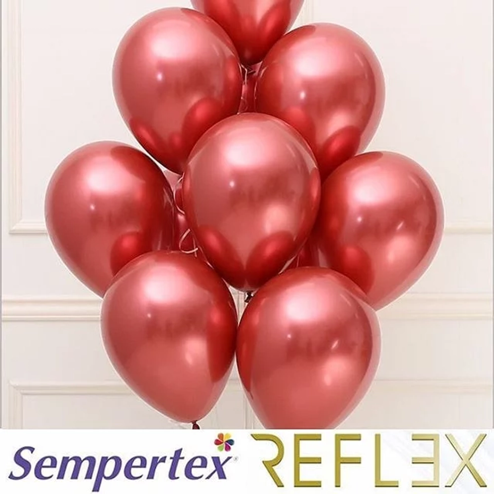 Шар (12''/30 см), Reflex, Зеркальный блеск, Красный (915), хром, 50 шт.