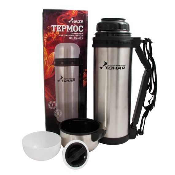Термос TONAR 1800ML HS.TM-013 (дополн.пласт.чашка, скл.ручка, ремень)
