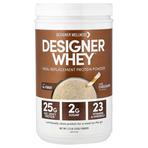 Designer Wellness, Designer Whey, протеиновый порошок для замены приемов пищи, молочный шоколад, 783 г (1,72 фунта)