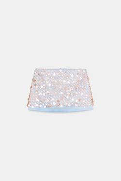 ZARA МИНИ-ЮБКА С ПАЙЕТКАМИ, ГОЛУБОЙ