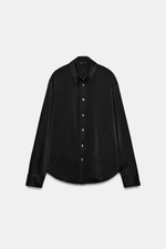 АТЛАСНАЯ РУБАШКА С ЗОЛОТИСТЫМИ ПУГОВИЦАМИ — ZARA