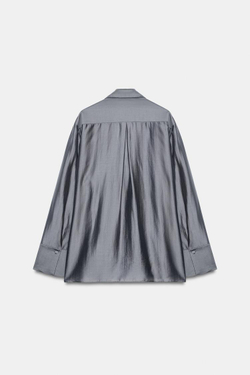 ZARA РУБАШКА С БАНТОМ — ZW COLLECTION, ТЕМНО-СЕРЫЙ