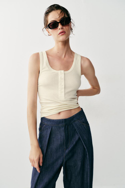 ZARA БРЮКИ ИЗ ЛЬНА С ЗАЩИПАМИ, ИНДИГО