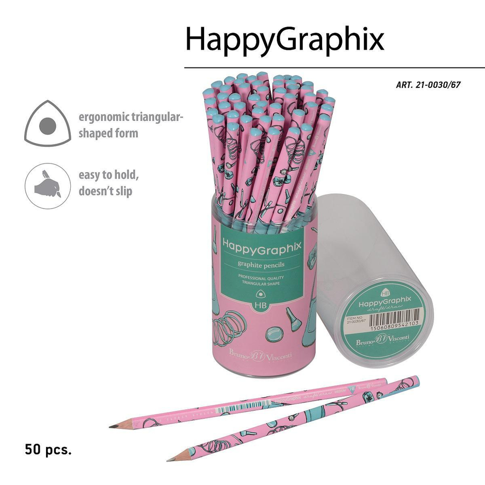 Карандаш ч/г НВ "HappyGraphix. Life Style. Pink dream" (Bruno Visconti)