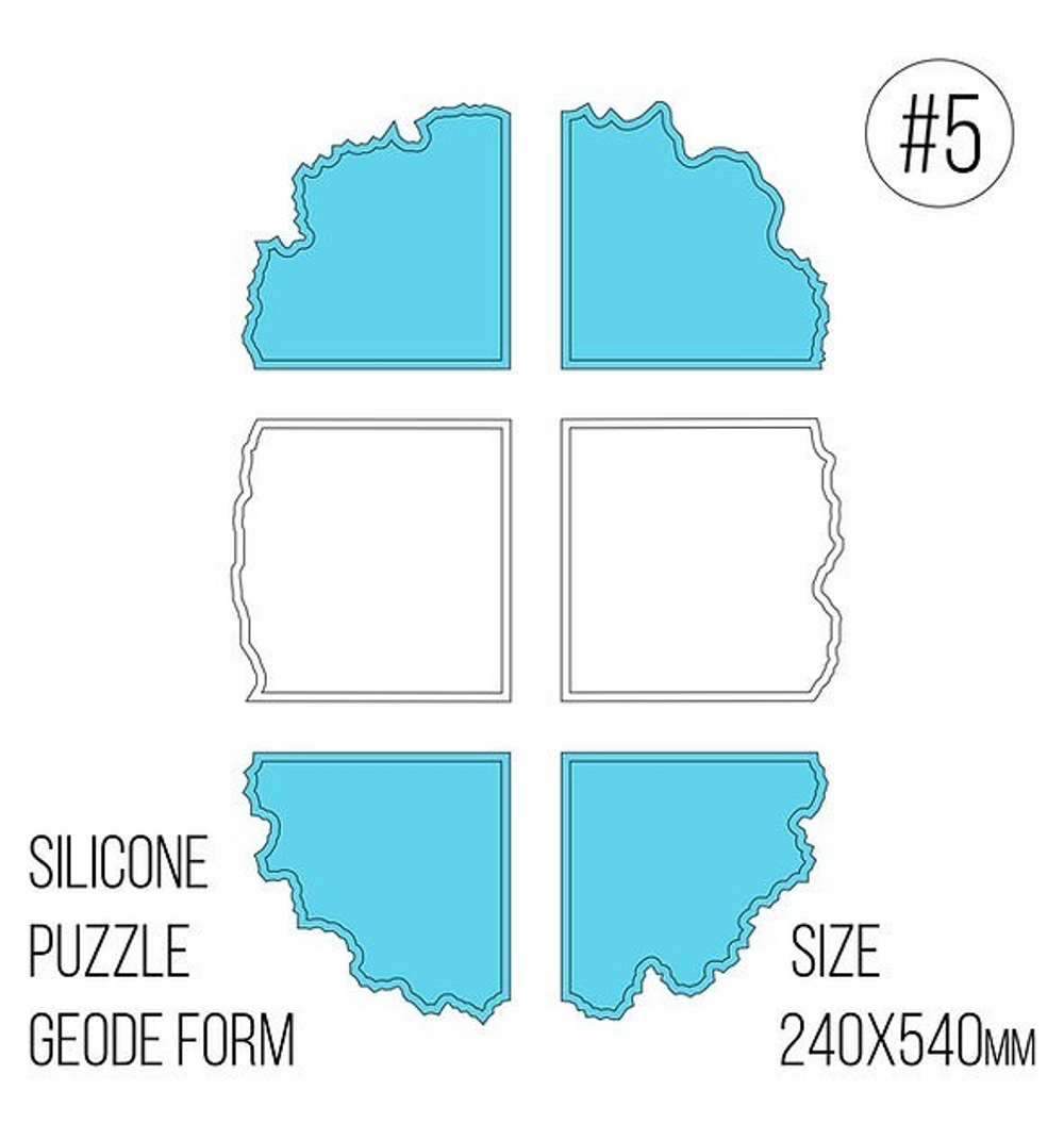 Модель №5, Силиконовый молд в виде среза камня Puzzle Geode (из четырех частей)