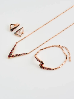 Браслет Молния с красно-серыми кристаллами Swarovski