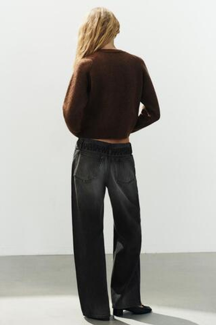 ZARA ЖАККАРДОВЫЙ СВИТЕР С АНИМАЛИСТИЧЕСКИМ УЗОРОМ, КОРИЧНЕВЫЙ