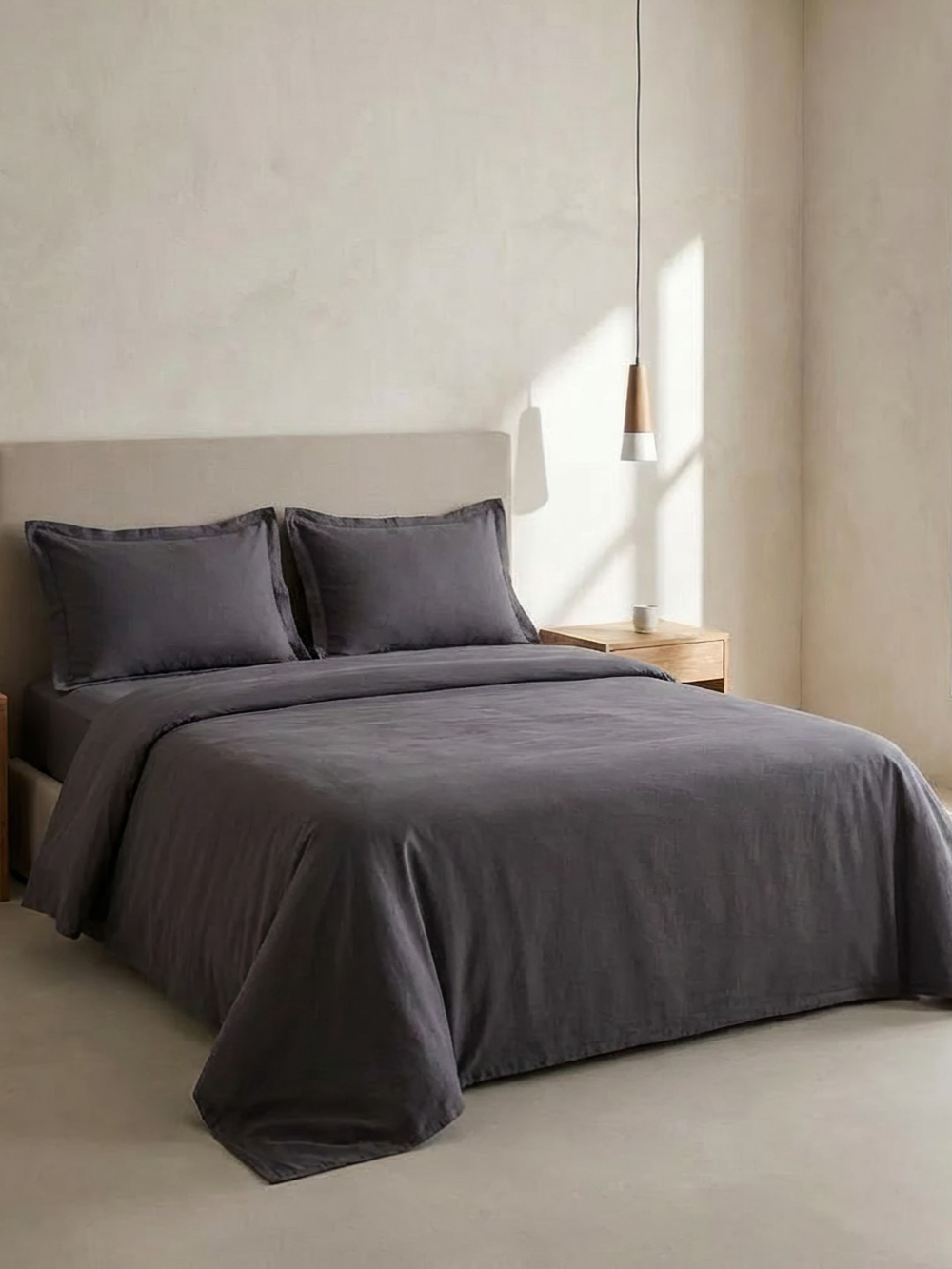 КПБ MAJOLİ StoneWashed SOLİD семейый 160*220-2шт. 240-260, 50*70-2шт. Вар. Хлоп.