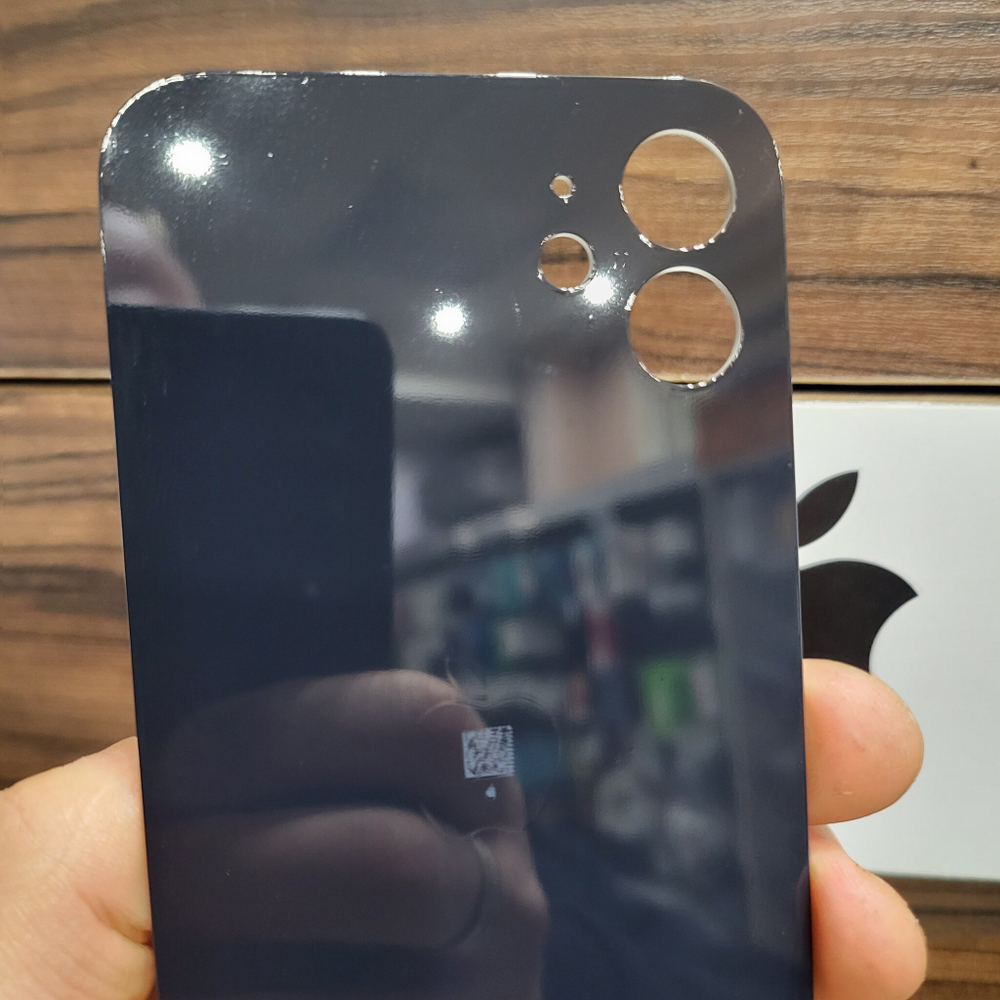 Крышка для iPhone 12 - задняя стеклянная панель "премиум качество" (чёрного цвета)