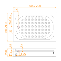 Душевой поддон прямоугольный RGW LUX/TN (800x1200)
