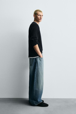 ZARA ДЖИНСЫ BALLOON FIT, ВЫЦВЕТШИЙ СИНИЙ