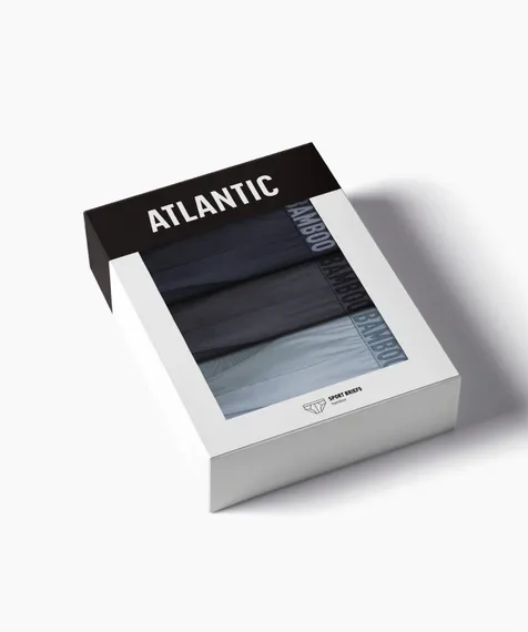 Мужские трусы (3шт) слипы спорт Atlantic 3MP-199, бамбук, темно-синий + голубой + графитовый
