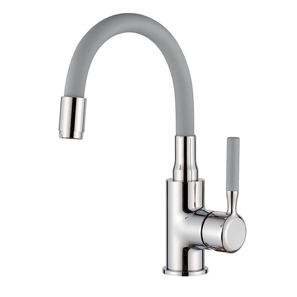 смеситель умывальник LEDEME силиконовый излив, серый/хром, L1399-9