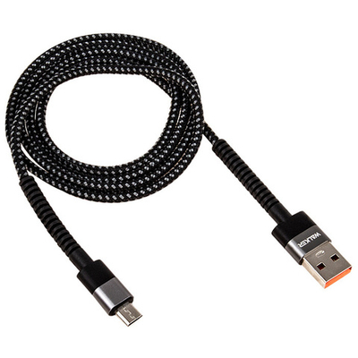 Кабель USB "WALKER" C535, 3.1А, Micro USB, поддержка QC, нейлон, черный