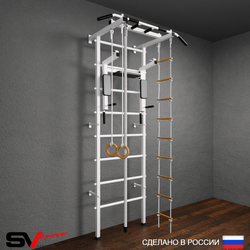 Шведская стенка Sv Pro 803 (Турник Pro/Брусья/стойка/Канат/Кольца/Лестница)