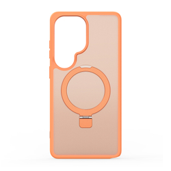 Чехол оранжевого цвета с MagSafe для Samsung Galaxy S26 Ultra, серия Yind Series Case от Dux Ducis (версия с магнитной откидной подставкой)