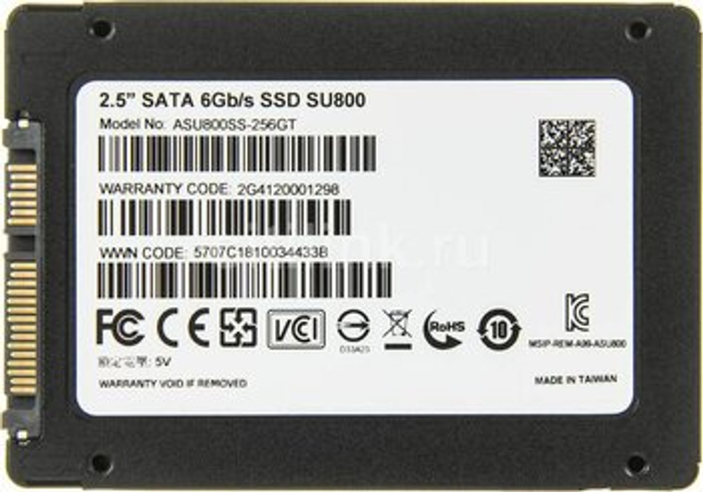 SSD ADATA SU800, 256 ГБ, 2.5", SATA, ASU800SS-256GT-C