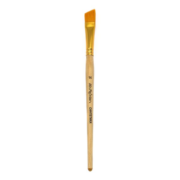 Кисть синтетика плоская со скосом №14, 5 шт, короткая ручка, Mr.Painter SBA 206-14