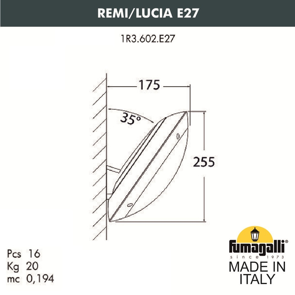 Уличный настенный светильник Fumagalli LUCIA 1R3.602.000.LYE27