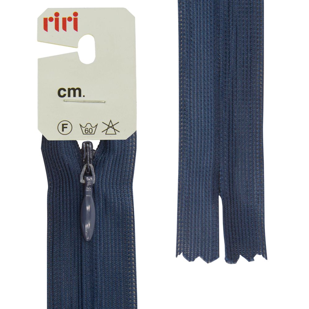 Молния потайная (скрытая) RIRI Т3 (3 мм) 1 зам., н/раз., 22 см, цв.2626, кобальт синий, 10 шт Молния потайная (скрытая) RIRI Т3 (3 мм) 1 зам., н/раз., 22 см, цв.2626, кобальт синий, 10 шт