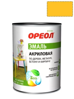 Эмаль универсальная акриловая Ореол глянцевая желтая 0,9 кг