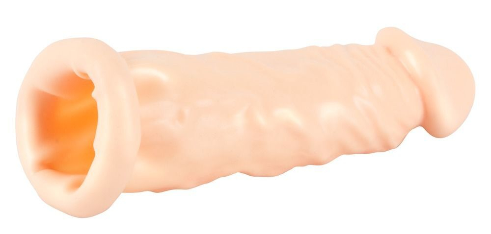Телесная насадка-удлинитель Silicone Extension - 19 см. (Цвет: телесный)