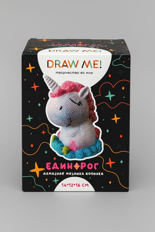 Алмазная мозаика на копилке Draw Me! "Единорог", (14*12*16 см)