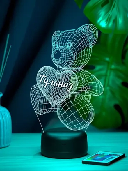 Ночник "Мишка с именем Гульназ" - подарок девочке