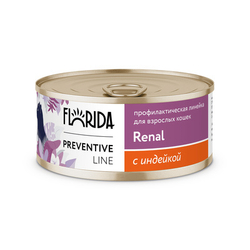 Florida Renal Консервы д/кошек профилактика хронической почечной недостаточности, с Индейкой, 100гр