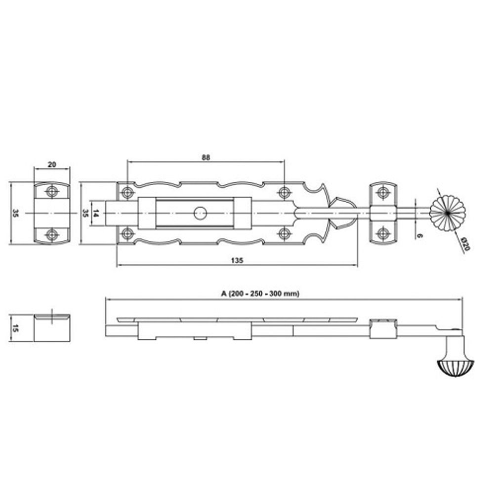 Задвижка дверная AMIG 411-300 (черный)