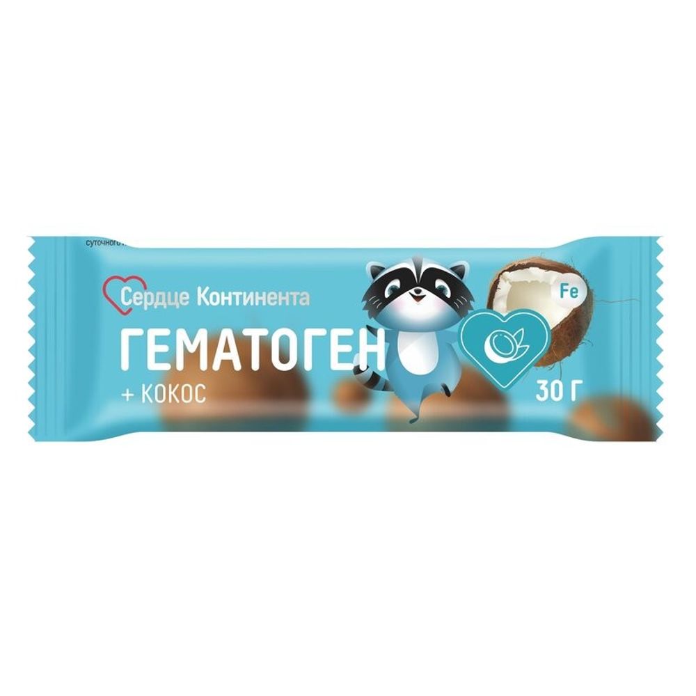 Гематоген + кокос «Сердце Континента» 30 г