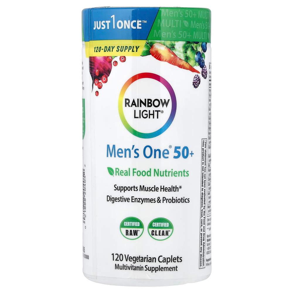 Rainbow Light, Men's One™, мультивитамины для ежедневного приёма старше 50 лет, высокая эффективность, 120 вегетарианских таблеток