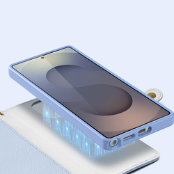 Чехол кошелек из кожи светло-синего цвета для Samsung Galaxy S26 Ultra, серия Lawa Series от Dux Ducis