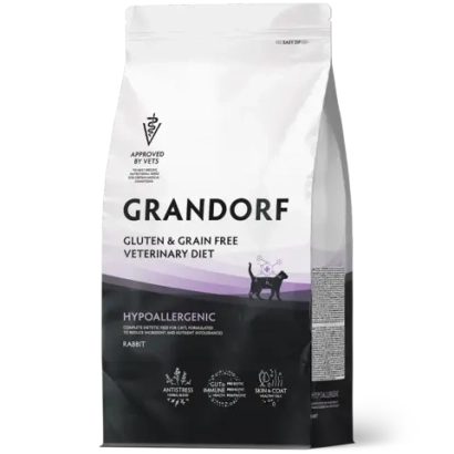 Сухой корм GRANDORF VETERINARY DIET Cat HYPOALLERGENIC Полнорационный диетический корм для кошек с пищевой аллергией или непереносимостью, кролик 2кг