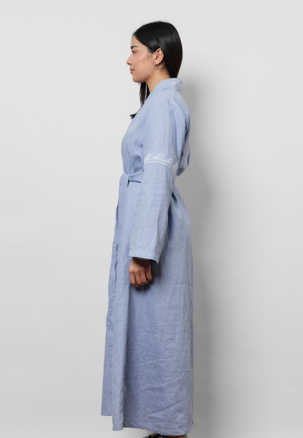Шапан льняной макси OYU TOLQYN LIGHT BLUE