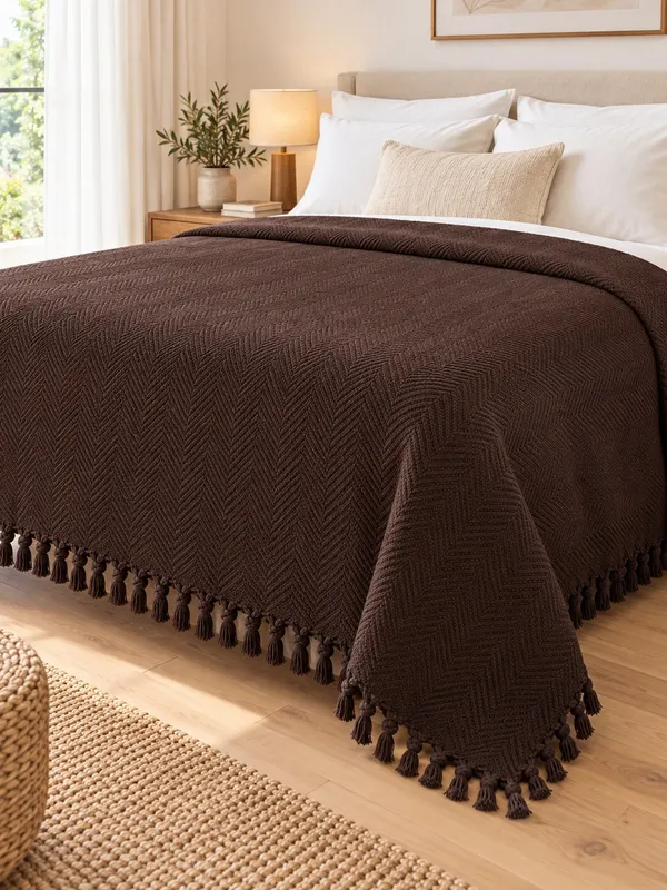 Velora Home Плед Однотонный-1  Коричневый цвет 200х230 100% Хлопок
