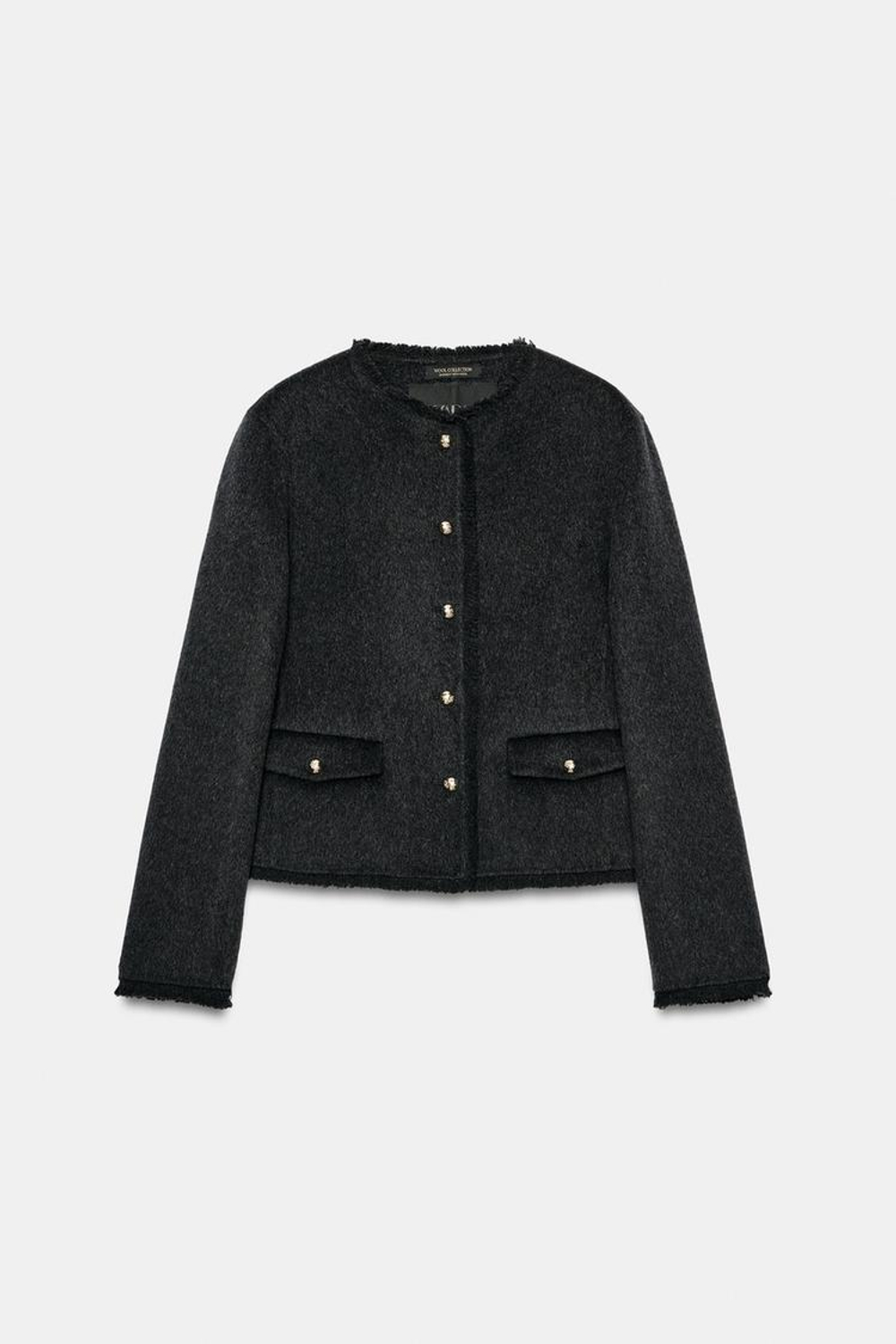 ZARA БЛЕЙЗЕР ИЗ СМЕСОВОЙ ШЕРСТИ — ZW COLLECTION, ТЕМНО-СЕРЫЙ