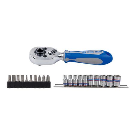 Цена на KING TONY (2501MR) Набор вставок (бит) и головок с трещоткой 1/4", TORX, HEX, Phillips, Slotted, 21 предмет