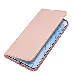 Чехол книжка из PU кожи розового цвета от Dux Ducis для смартфона Xiaomi Redmi Note 14 5G, серия Skin Pro Series Case