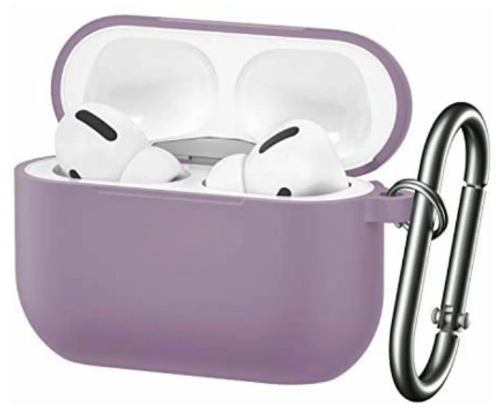 Силиконовый чехол для AirPods Pro 2 c карабином сиреневый