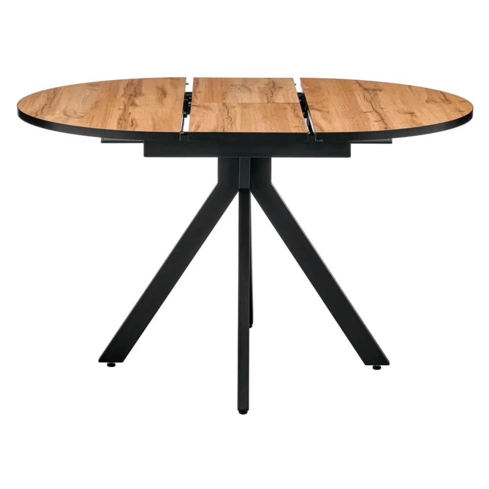 Стол Bradex Home Rudolf круглый раскладной 90-120x90x75см, Дуб Вотан, чёрный