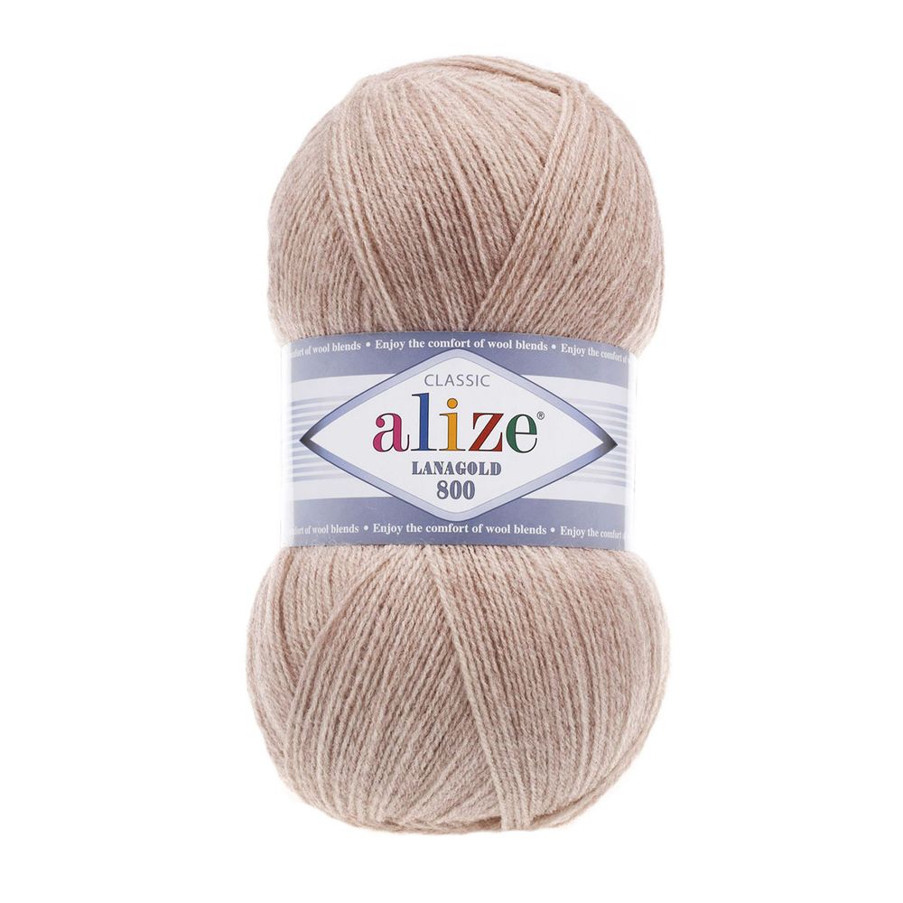 Пряжа Alize (Ализе) Lana Gold 800 / уп.5 мот. по 100 г, 800м, 152 бежевый меланж A
