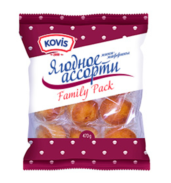 Мини-маффины Kovis ягодное ассорти 470г (6шт)