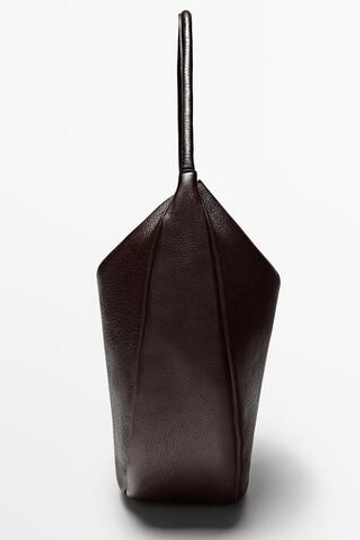 Massimo Dutti Сумка medium slouch из кожи наппа, коричневый