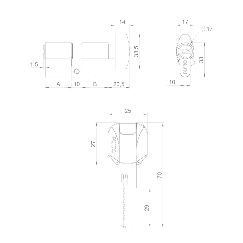 Цилиндровый механизм (Z402/80) Z4002Knob80(30+10+40) с вертушкой CP хром
