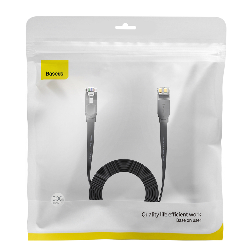 LAN кабель Baseus High Speed Six Types of RJ45 Gigabit Network Cable (Flat) - Black 5m