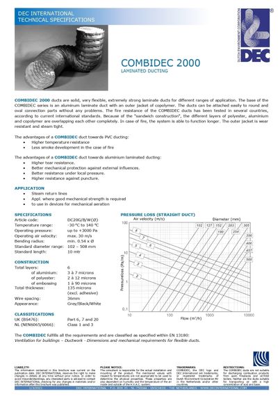 COMBIDEC 2000-DC203мм x 10м Ламинированный гибкий воздуховод (Нидерланды)