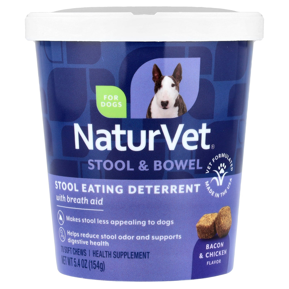 NaturVet, Scent & Bowell, средство для очищения от стула с облегчением дыхания, для собак, бекон и курица, 70 мягких жевательных таблеток, 154 г (5,4 унции)