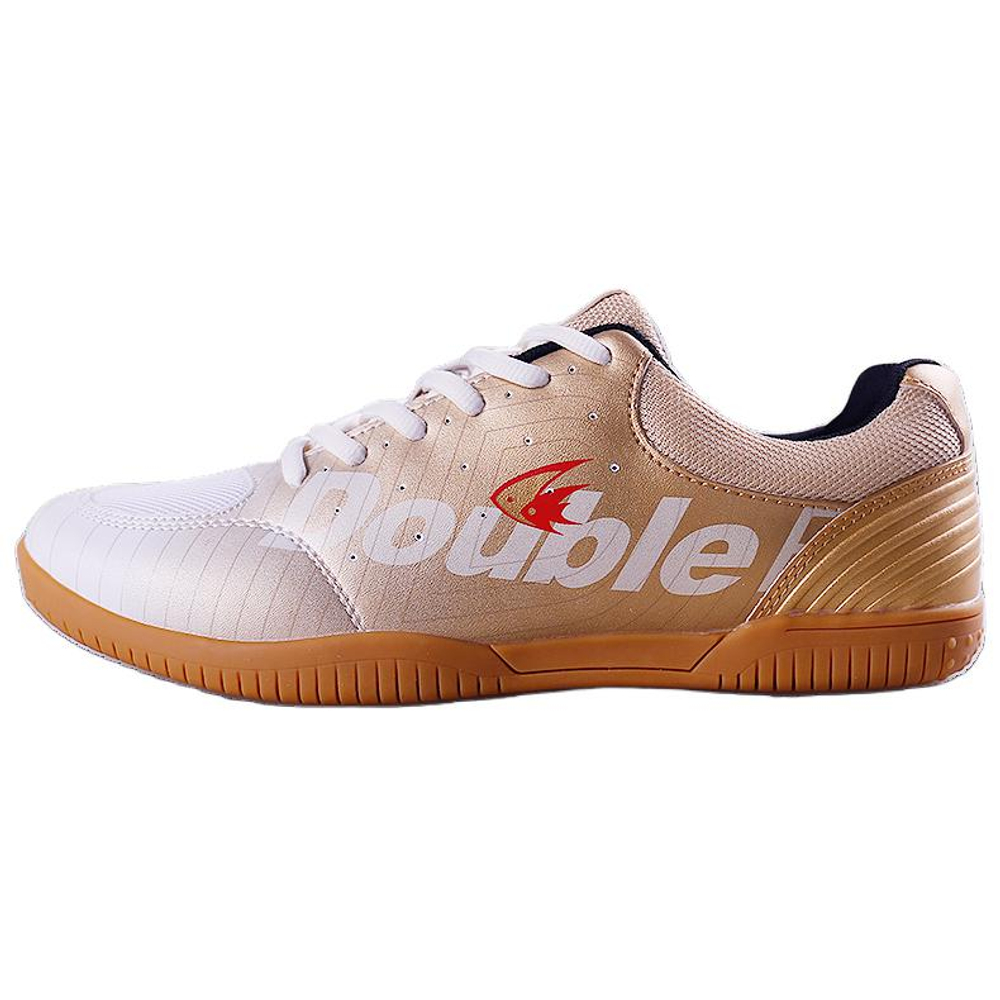 DOUBLEFISH Cushioning Slip Resistant Low top Training Shoes Unisex White Gold